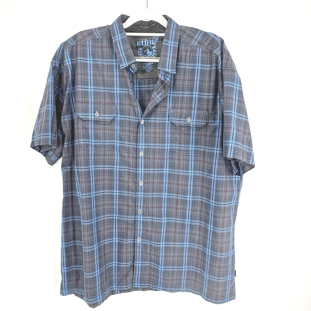Kuhl Eloxur Button Down Shirt Men's XXXL Blue SS Lightweight Hiking Travel